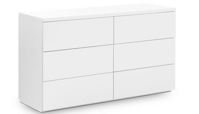 6 Drawer Wide Chest - White Gloss